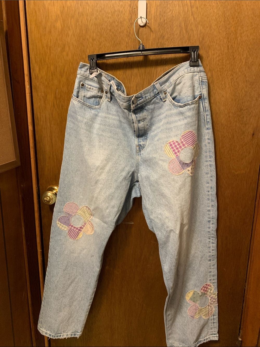 Levi's Light Blue Boyfriend Jeans with  Flower Patches 150th anniversary edition